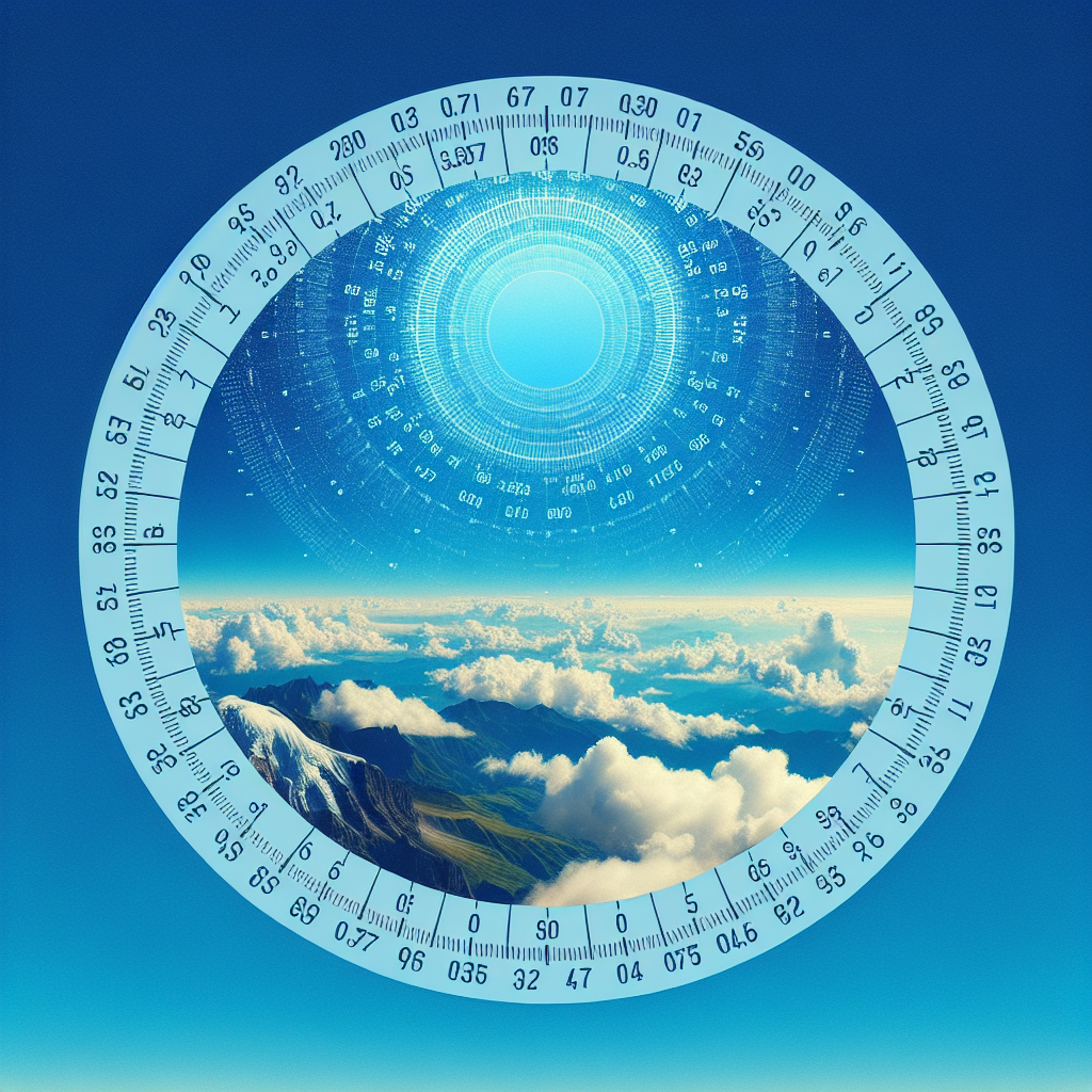 Create a highly-detailed image of the clear, open sky stretching as far as the eye can see, capturing the infinite vastness and azure hue of a daytime sky. The intensity of the color should depict a decimals' contribution to the visual representation, with 0.7616639356060103 representing a particularly vivid blue sky.